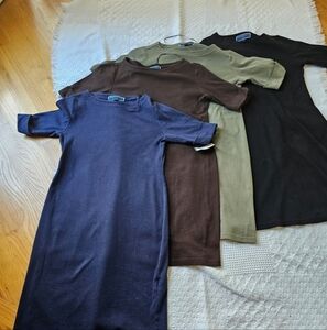 Women's T-Shirt Dress - Navy, Brown, Olive, Black